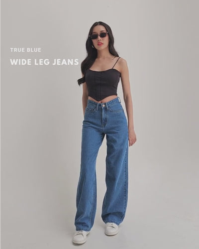 True Blue Wide Leg High Rise jeans