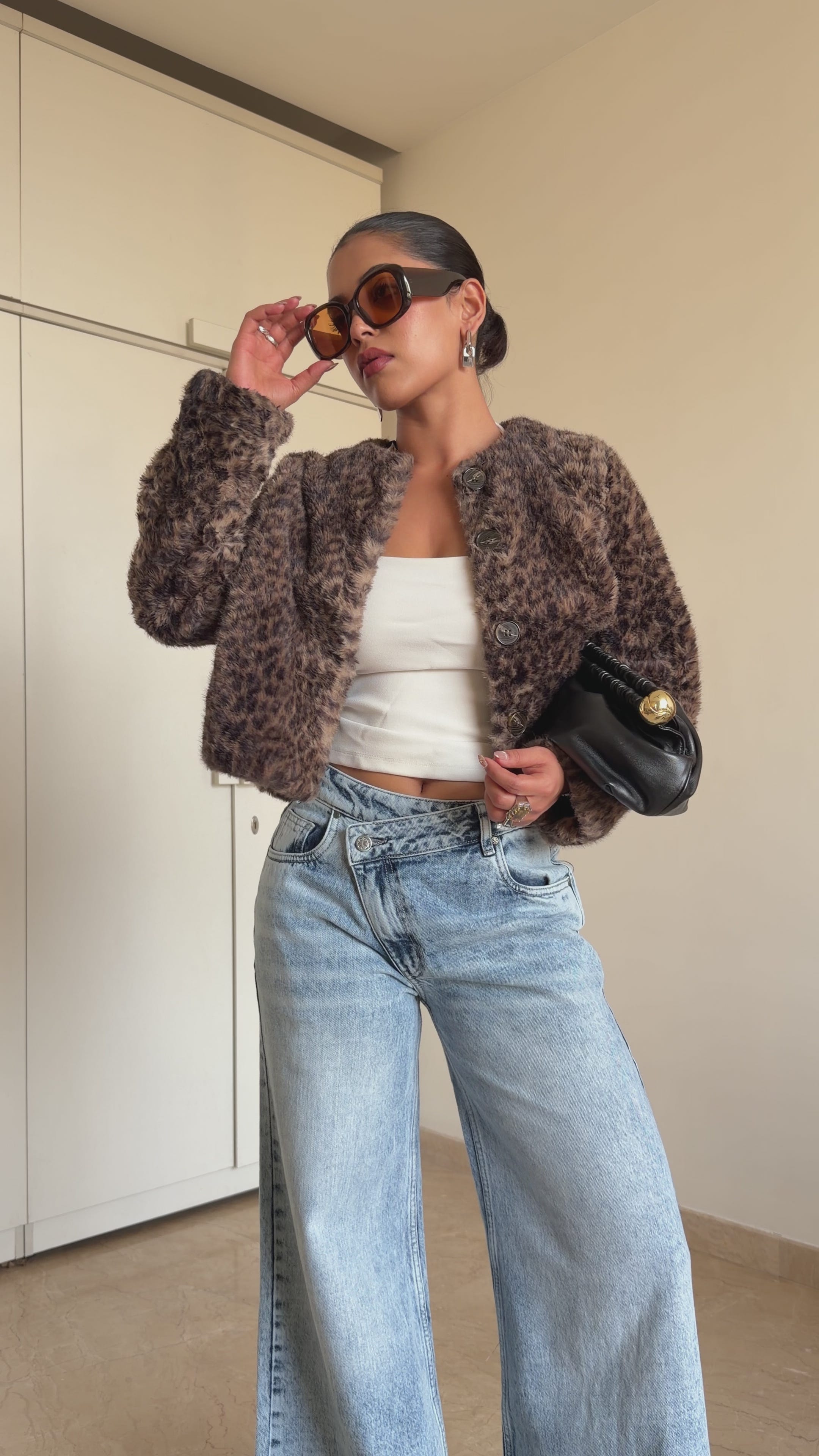 Asymmetric Belt Wide Leg Jeans