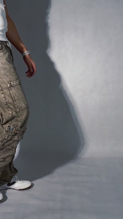 Driftwood Brown Utility Balloon Jeans