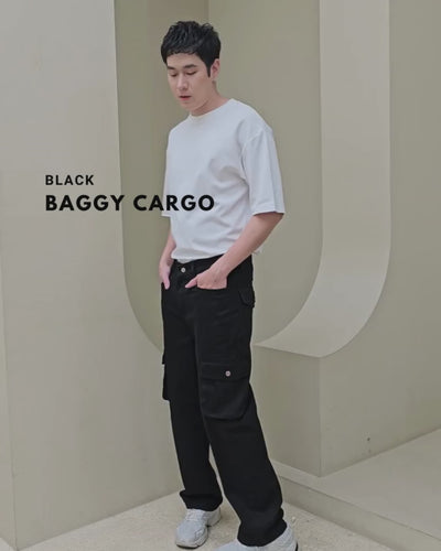 Black Baggy Men Cargo Jeans