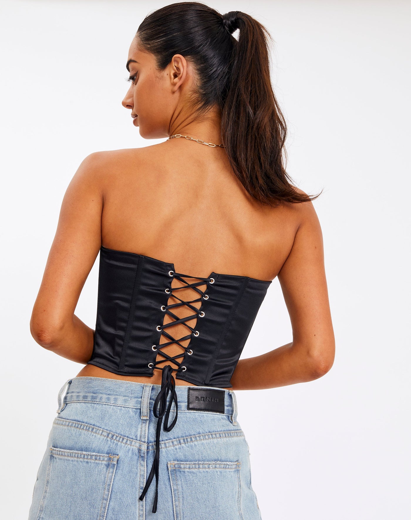 Vintage Satin Corset Boning Tube Top