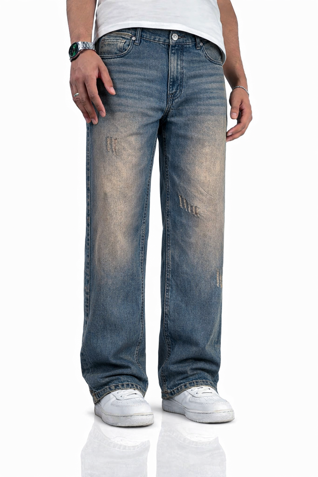 Teal Bronze Baggy Wide Leg Jeans