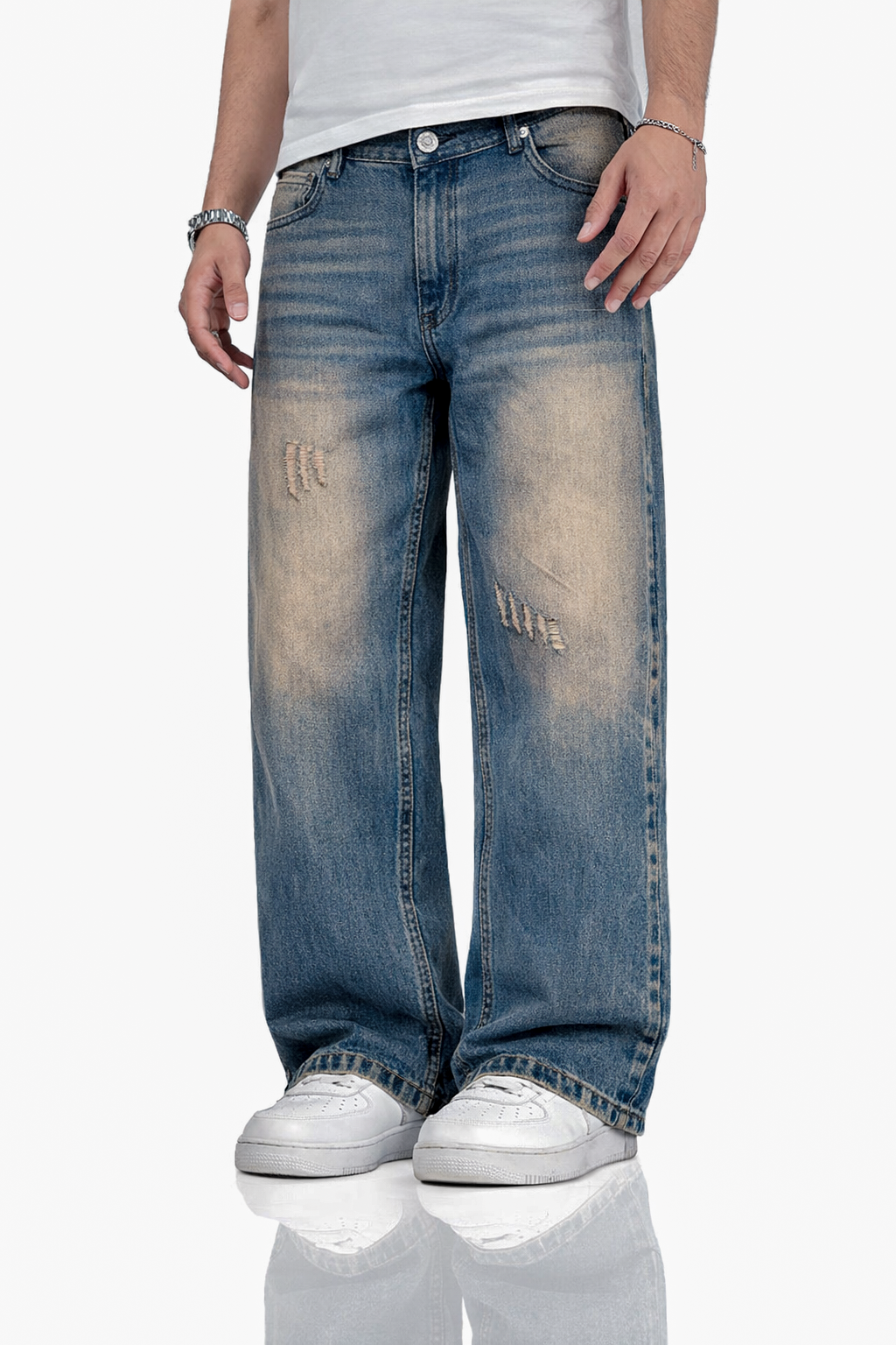 Teal Bronze Baggy Wide Leg Jeans