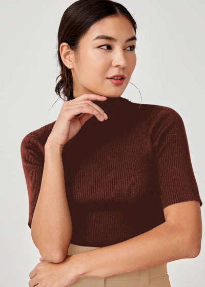 City Girl Mock Neck Half Sleeves Top