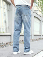 Distress Light Blue Baggy Fit Jeans