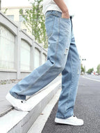 Distress Light Blue Baggy Fit Jeans