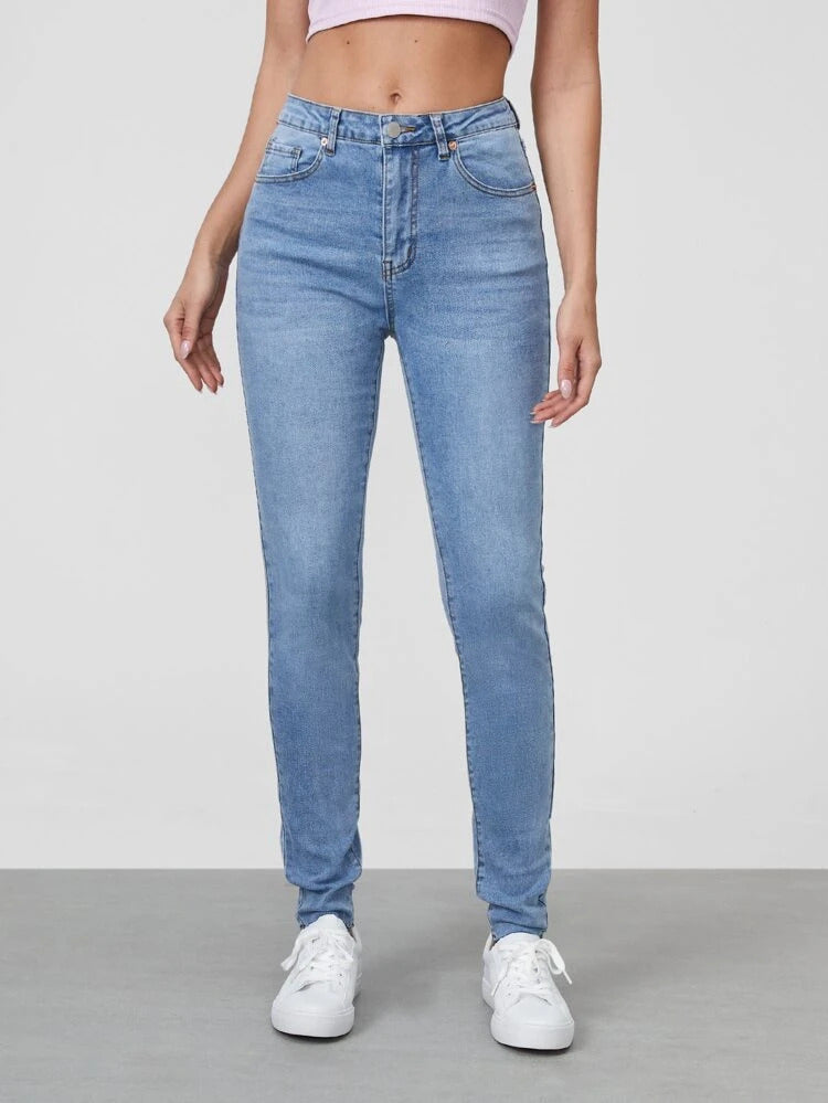 Sky Blue High Waist Skinny Jeans – Offduty India