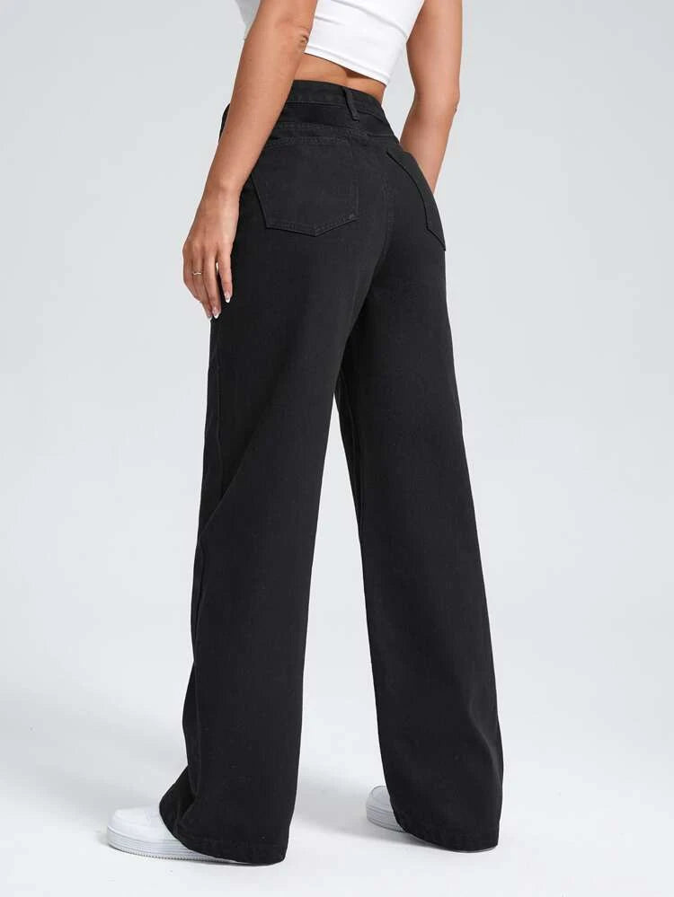 Black High Waisted Wide Leg Jeans | Black Wide Jeans | OFFDUTY 
