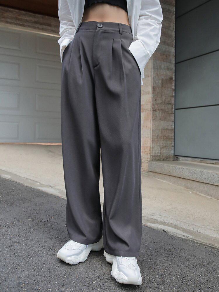 Men's Long Suit Pants Summer New Korean Style Loose Casual Solid Color Formal  Pants Oversized | Shopee Malaysia