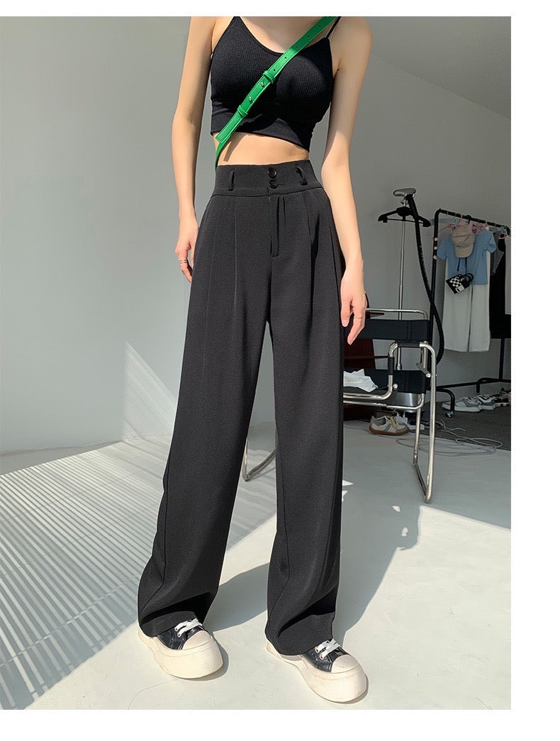 2022 New Casual High Waist Loose Wide Leg Pants for Women FloorLength  White Suits Pants Ladies Long Trousers  China LongSleeved and Fashion  Clothes price  MadeinChinacom