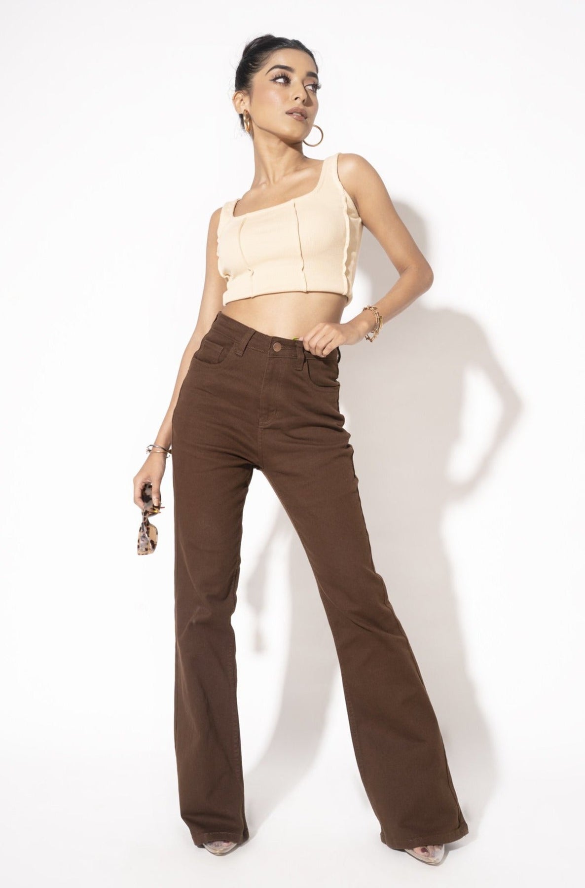 Buy Brown Bootcut Pants Online In India -  India