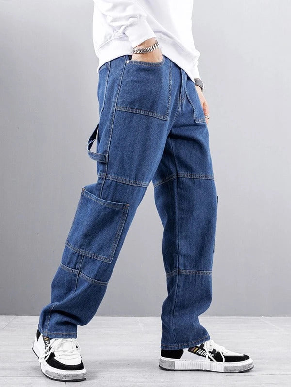 Denim Plain Men Cargo Jeans