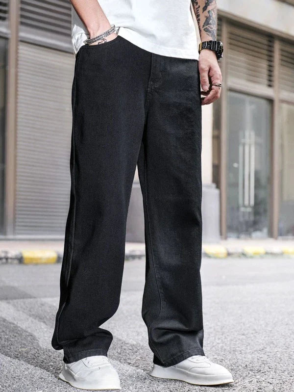 New Men's Black Jeans Denim Baggy Loose Casual Pants Trousers Hip-Hop  W30-W46 | eBay