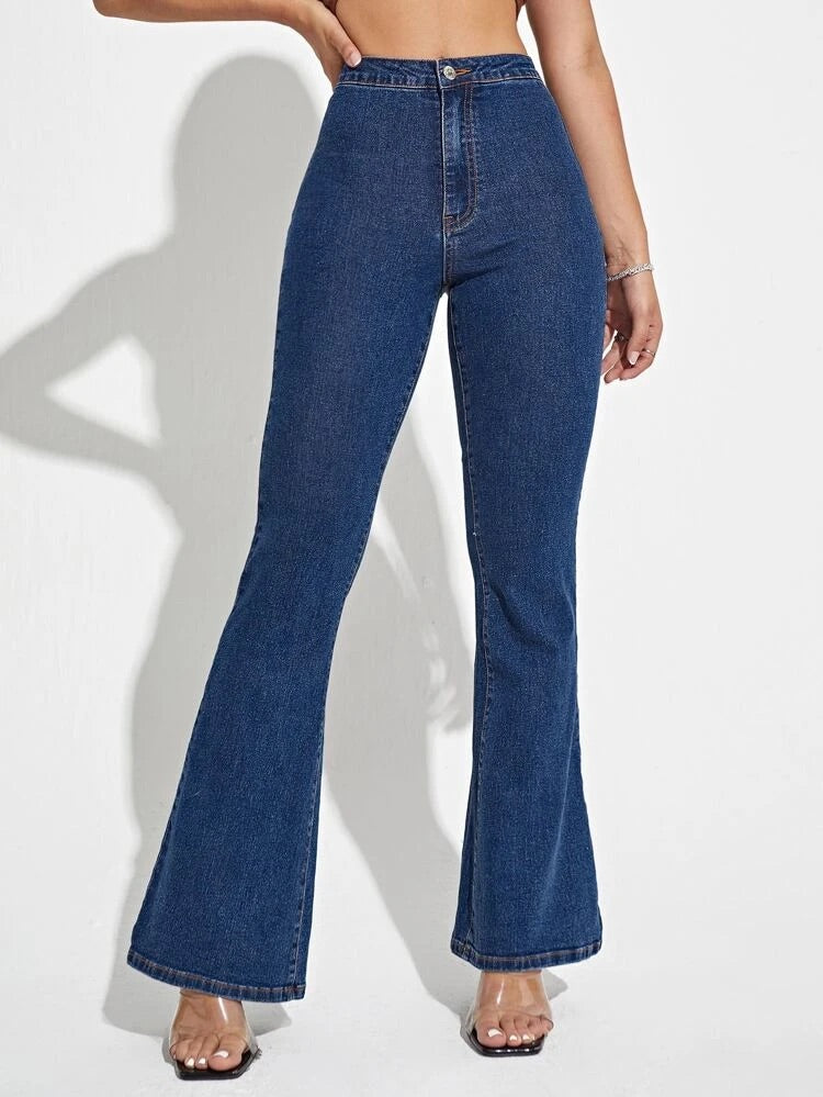 Chelsea & Violet High Rise Stretch Indigo Denim 4-Pocket Flare Jeans |  Dillard's