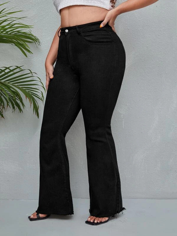 Black Bootleg Flare High Waist Plus Size Jeans – Offduty India