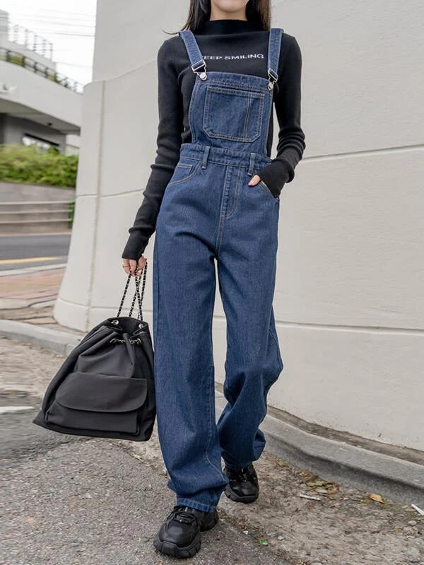 Ultimate Blue Denim Baggy Korean Style Jumpsuit – Offduty India