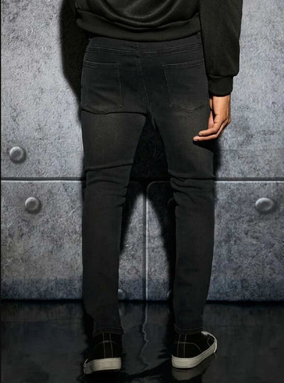 Knee Cut Out Patched Regular Fit Men Jeans